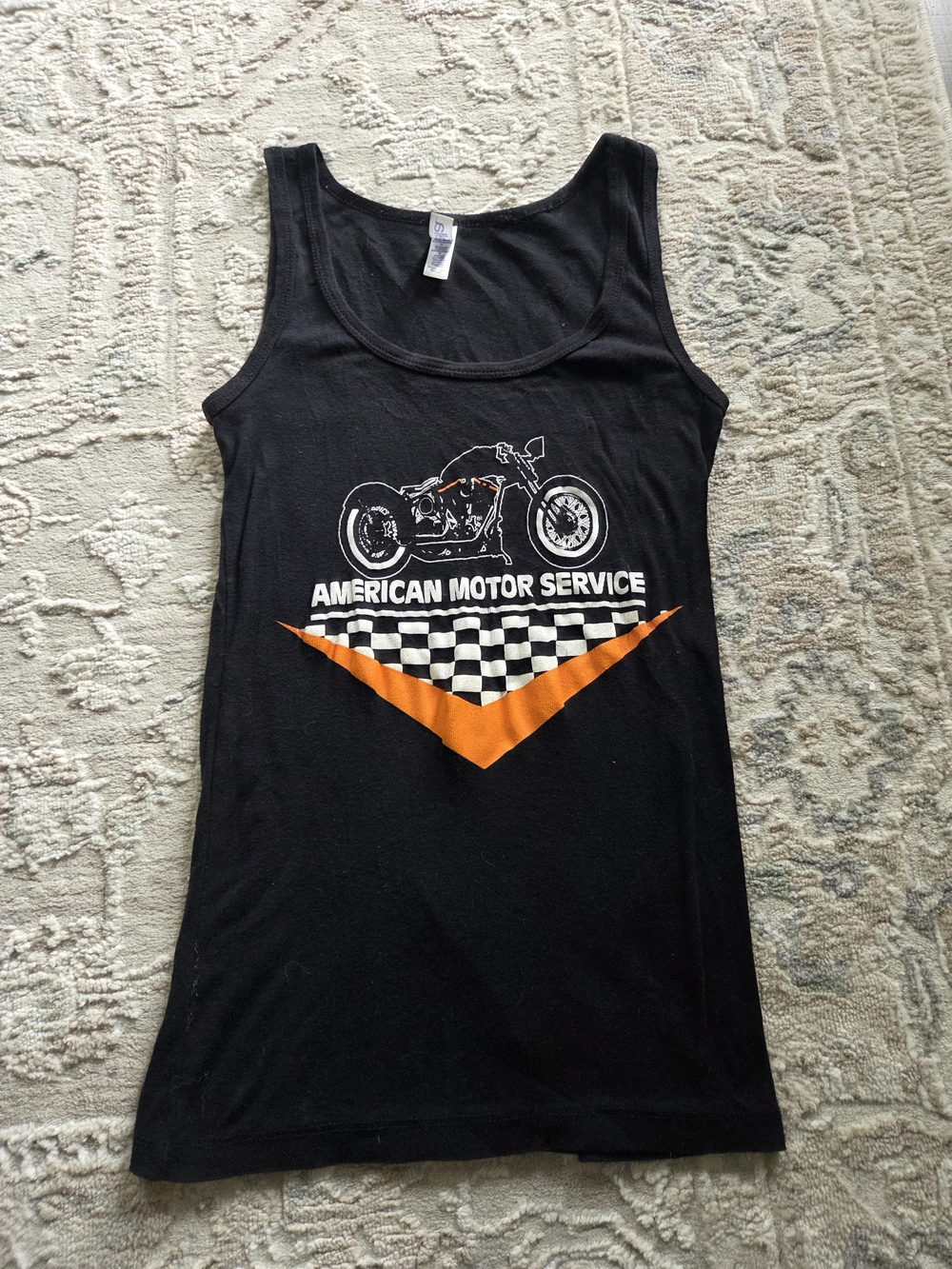 Abella Black Tank Top with Orange and White Graphic